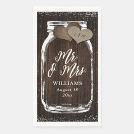 Rustieke Country Mason Jar Wood Mr & Mrs Wedding Servet