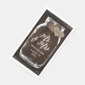 Rustieke Country Mason Jar Wood Mr & Mrs Wedding Servet (Hoek)