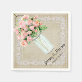 Rustieke Country Mason Jar Zakdoek Blush Rozen Servet (Voorkant)