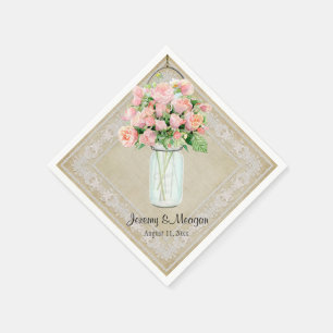 Rustieke Country Mason Jar Zakdoek Blush Rozen Servet