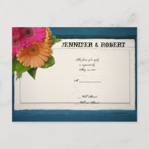 Rustieke Country Painted Wood Daisies Wedding RSVP Uitnodiging Briefkaart