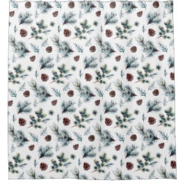 Rustieke Country Pine Cones en Pine Branches | Douchegordijn