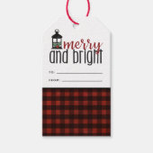 Rustieke Country Plaid Boerderij Stijl Kerstmis Cadeaulabel (Voorkant)