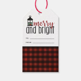 Rustieke Country Plaid Boerderij Stijl Kerstmis Cadeaulabel
