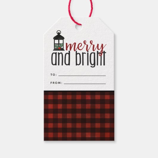 Rustieke Country Plaid Boerderij Stijl Kerstmis Cadeaulabel (Voorkant)