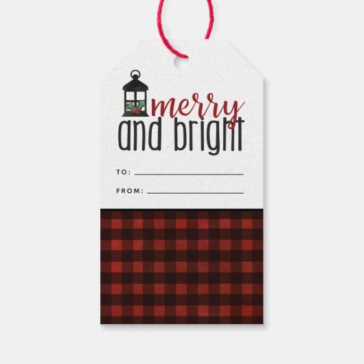 Rustieke Country Plaid Boerderij Stijl Kerstmis Cadeaulabel (Achterkant)