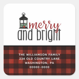 Rustieke Country Plaid Boerderij Stijl Kerstmis Vierkante Sticker