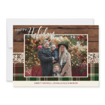 Rustieke Country Plaid Kerstmis Familiefoto