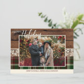 Rustieke Country Plaid Kerstmis Familiefoto Feestdagenkaart (Staand voorkant)