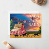 Rustieke Country Red Barn met Dieren Notitiekaartje (Voorkant / Achterkant in situ)