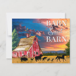 Rustieke Country Red Barn met Dieren Notitiekaartje