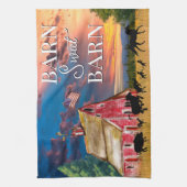 Rustieke Country Red Barn met Dieren Theedoek (Verticaal)