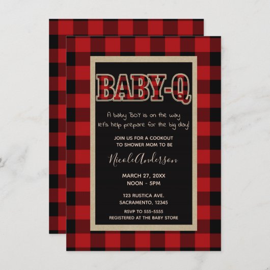 Rustieke Country Red Buffalo Plaid BABY Q BBQ Douc Kaart (Voorkant / Achterkant)