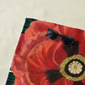 Rustieke Country Red Poppy Brown Wood Strandlaken (In situ)