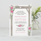 Rustieke Country Roze Bloemboog Formele bruiloft Kaart (Staand voorkant)
