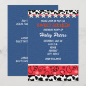 Rustieke Country Stars & Koe Print Bandanna Party Kaart (Voorkant / Achterkant)