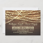 Rustieke Country String Lights en Wood Wedding Kaart (Voorkant)