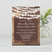 Rustieke Country String Lights Huwelijksuitnodigin Kaart (Staand voorkant)