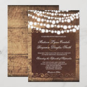 Rustieke Country String Lights Huwelijksuitnodigin Kaart (Voorkant / Achterkant)