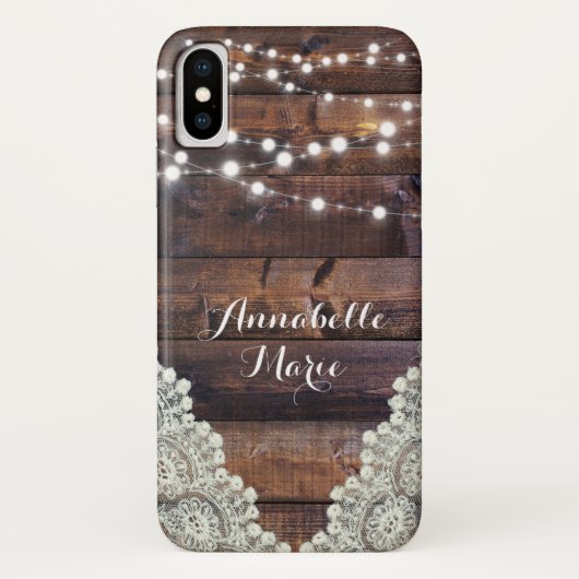 Rustieke Country String Lights Sparkly Lace Telefo Case-Mate iPhone Case (Achterkant)