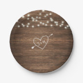 Rustieke Country String Lights Trouwpapier Bord (Voorkant)