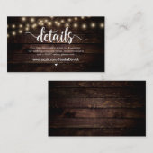 Rustieke Country String Lights, Wedding Details Informatiekaartje (Voorkant / Achterkant)