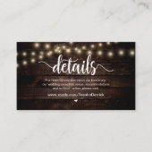 Rustieke Country String Lights, Wedding Details Informatiekaartje (Voorkant)