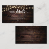 Rustieke Country String Lights, Wedding Details Informatiekaartje (Voorkant / Achterkant)