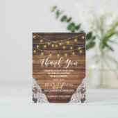 Rustieke Country String Lights Wood Lace Dank u Briefkaart (Staand voorkant)