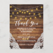 Rustieke Country String Lights Wood Lace Dank u Briefkaart (Voorkant)