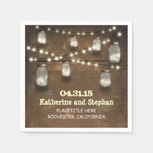 rustieke country string verlichting metselaar jars servetten (Voorkant)