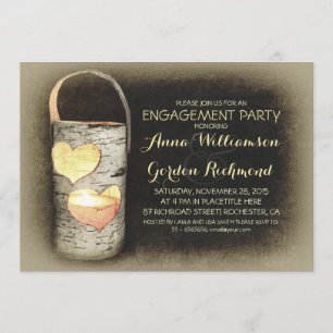 Rustieke Country Tree Candle Engagement Party Kaart