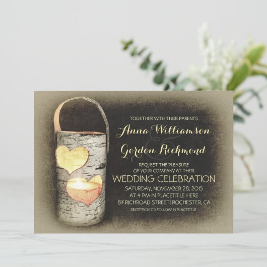 Rustieke Country Tree Candle Huwelijksuitnodiginge Kaart (Staand voorkant)