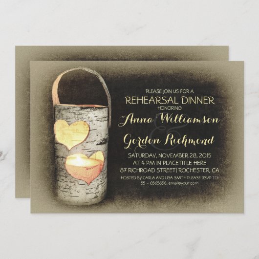 Rustieke Country Tree Candle repetitie diner Kaart (Voorkant / Achterkant)