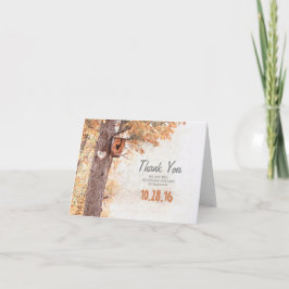 Rustieke Country Tree Heart Fall Wedding Dank u Bedankkaart