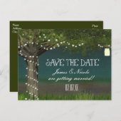 Rustieke Country Tree & Lights Save Datum Briefkaa Aankondigingskaart (Voorkant / Achterkant)