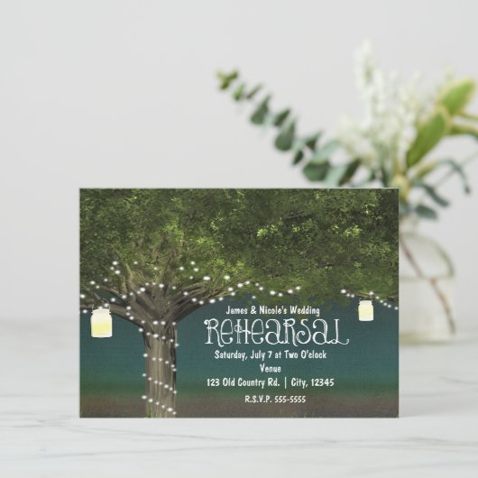 Rustieke Country Tree String Lights repetitie dine Kaart (Staand voorkant)