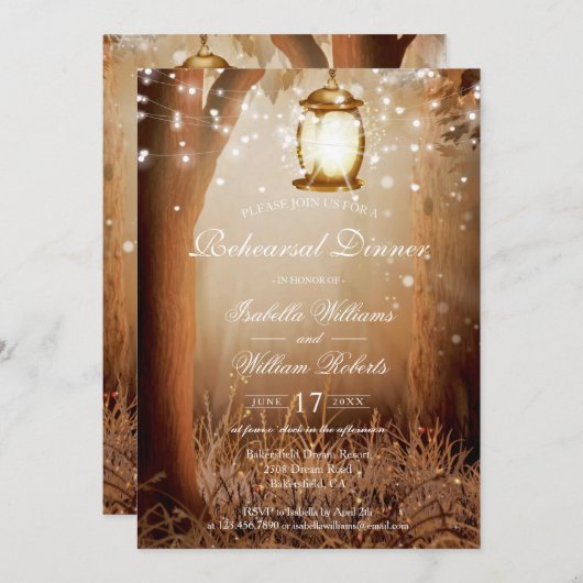 Rustieke Country Tree String Lights repetitie dine Kaart (Voorkant / Achterkant)