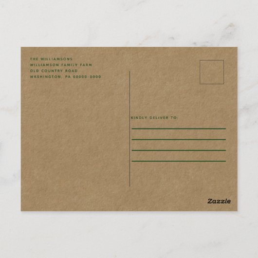 Rustieke Country Trees Kerstfeest uitnodiging (Achterkant)