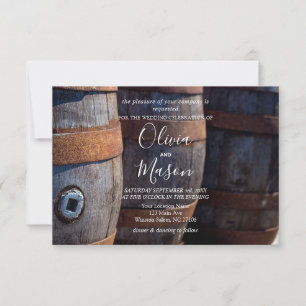 Rustieke Country Vineyard Wine Barrel Wedding Kaar Kaart
