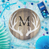 Rustieke Country White Deer Antlers Light Barn Woo Papieren Bordje (Feest)