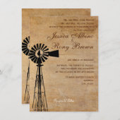 Rustieke Country Windmill Wedding Invitation Kaart (Voorkant / Achterkant)