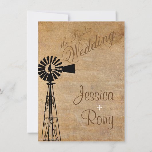 Rustieke Country Windmill Wedding Invitation Kaart (Achterkant)