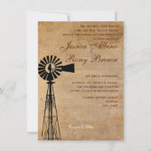 Rustieke Country Windmill Wedding Invitation Kaart (Voorkant)