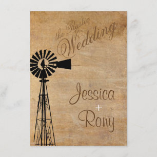Rustieke Country Windmill Wedding Invitation Kaart