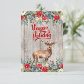 Rustieke Country Winter Bloemen Hout Happy Holiday Kaart (Staand voorkant)