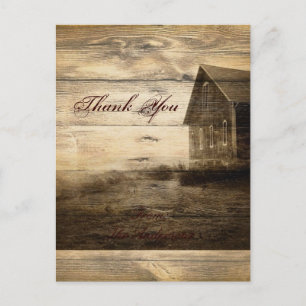 Rustieke Country Wood Barn Wedding bedankt Briefkaart