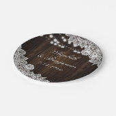 Rustieke Country Wood Bloemen Kant String Lichten Papieren Bordje (Gekanteld)