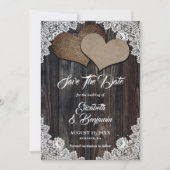 Rustieke Country Wood Burlap Bloemen Lace Wedding Save The Date (Voorkant)
