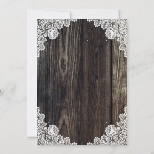 Rustieke Country Wood Burlap Bloemen Lace Wedding Save The Date (Achterkant)